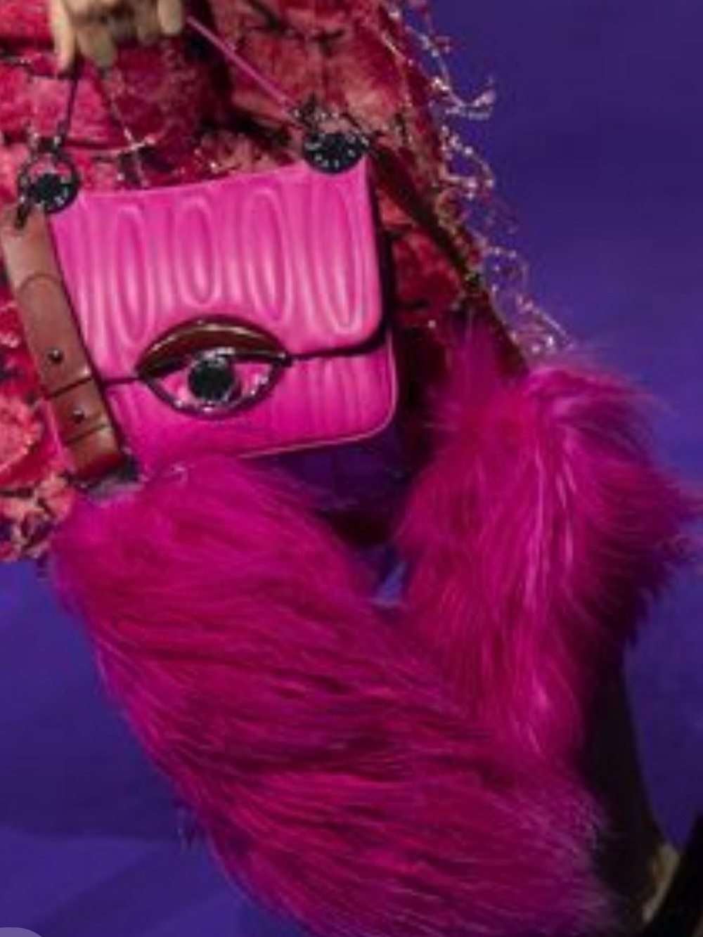 Kenzo tali fur bag strap 2019 fuschia fur euc $400 - Picture 5 of 6